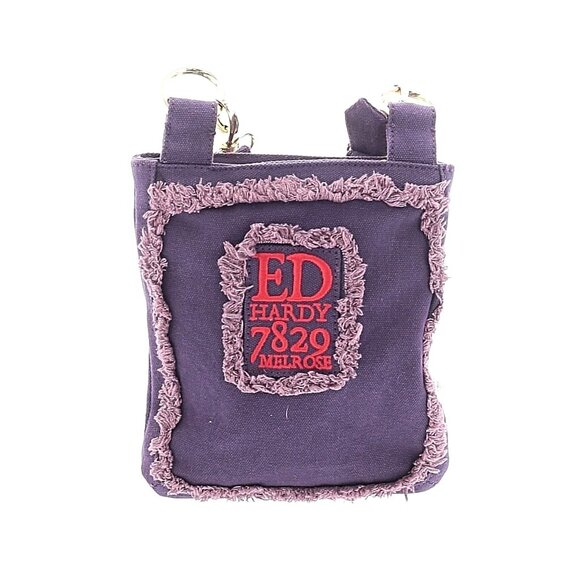 Vtg Y2K Ed Hardy Purple Crossbody Bag | Indie Sleaze Grunge Streetwear Urban 90s - Picture 7 of 15